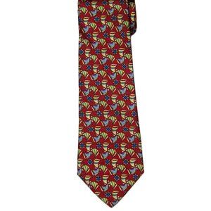 Salvatore Ferragamo Italian Silk Tie Pinwheels Floral Pattern Men's